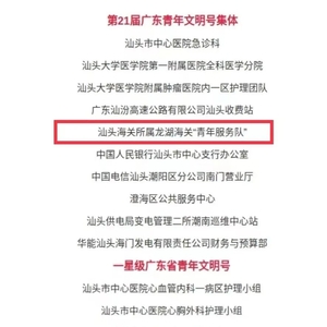 祝贺!龙湖区这些集体被命名为第21届广东省青年文明号