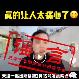 天津网警依法处置“巡逻民警开枪打伤行凶男子致残”谣言
