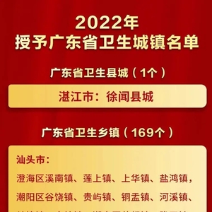2022年广东省卫生城镇名单出炉,汕头有20个入选……