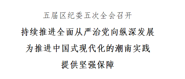 五届区纪委五次全会召开 持续推进全面从严治党向纵深发展 为推进中国式现代化的潮南实践提供坚强保障