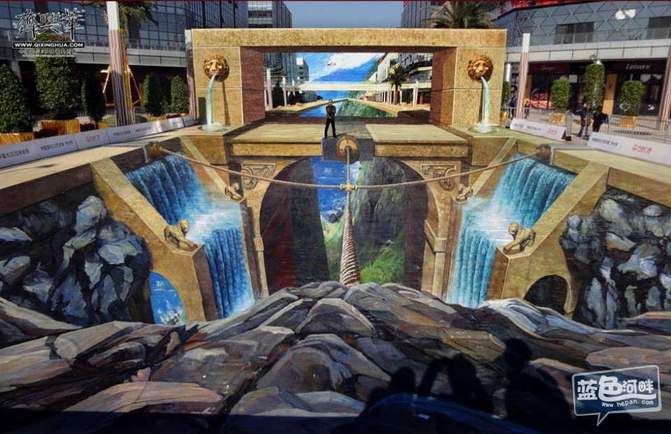 这是在广州白云万达广场做的，吉尼斯纪录-最大的3D地画